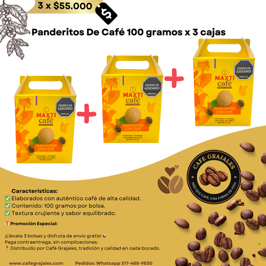 Panderitos De Café 100 gramos x 3 cajas